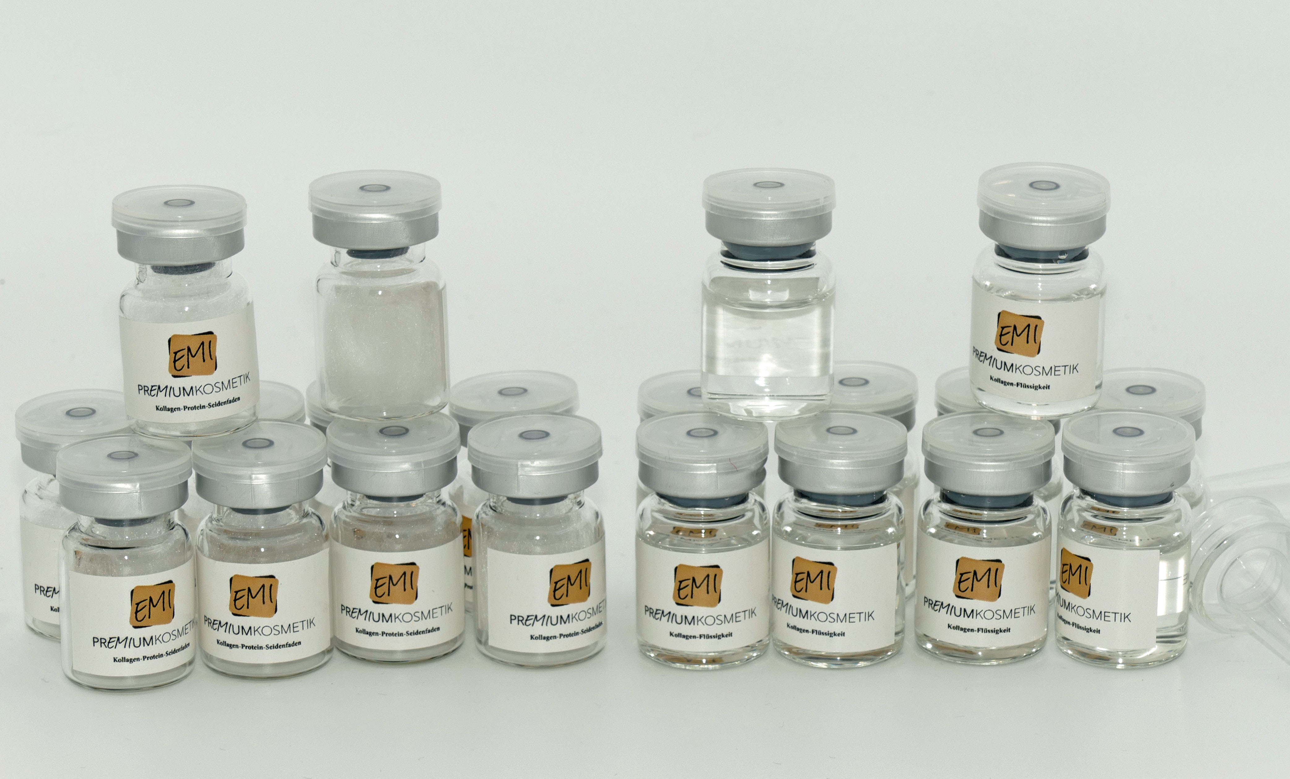 EMI Protein Seidenfäden Kugel & Collagen Liquid 5ml 10er Set EMI Protein Seidenfäden Kugel & Collagen Liquid 5ml 10er Set