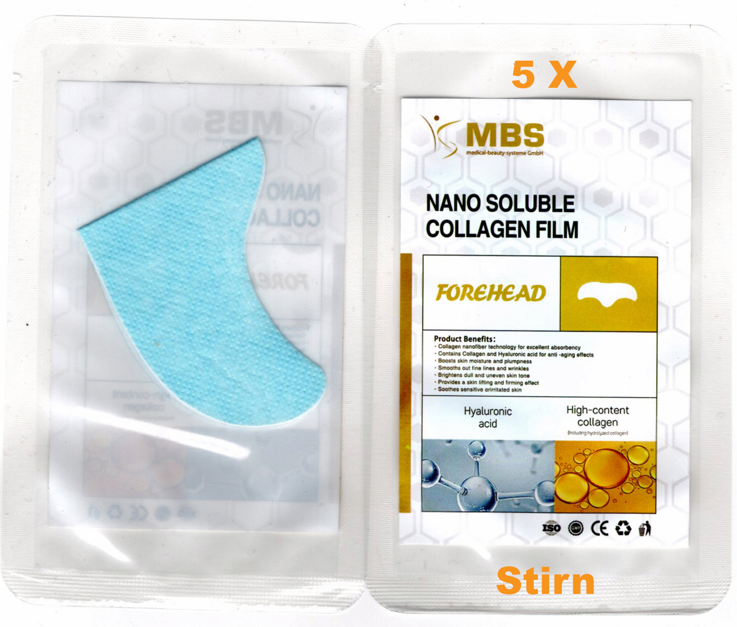 Hochwertige Nano Kollagenfilm Pad's - 5 Packs Wasserlösliche Gesichtsmaske für Stirn Hochwertige Nano Kollagenfilm Pad's - 5 Packs Wasserlösliche Gesichtsmaske für Stirn