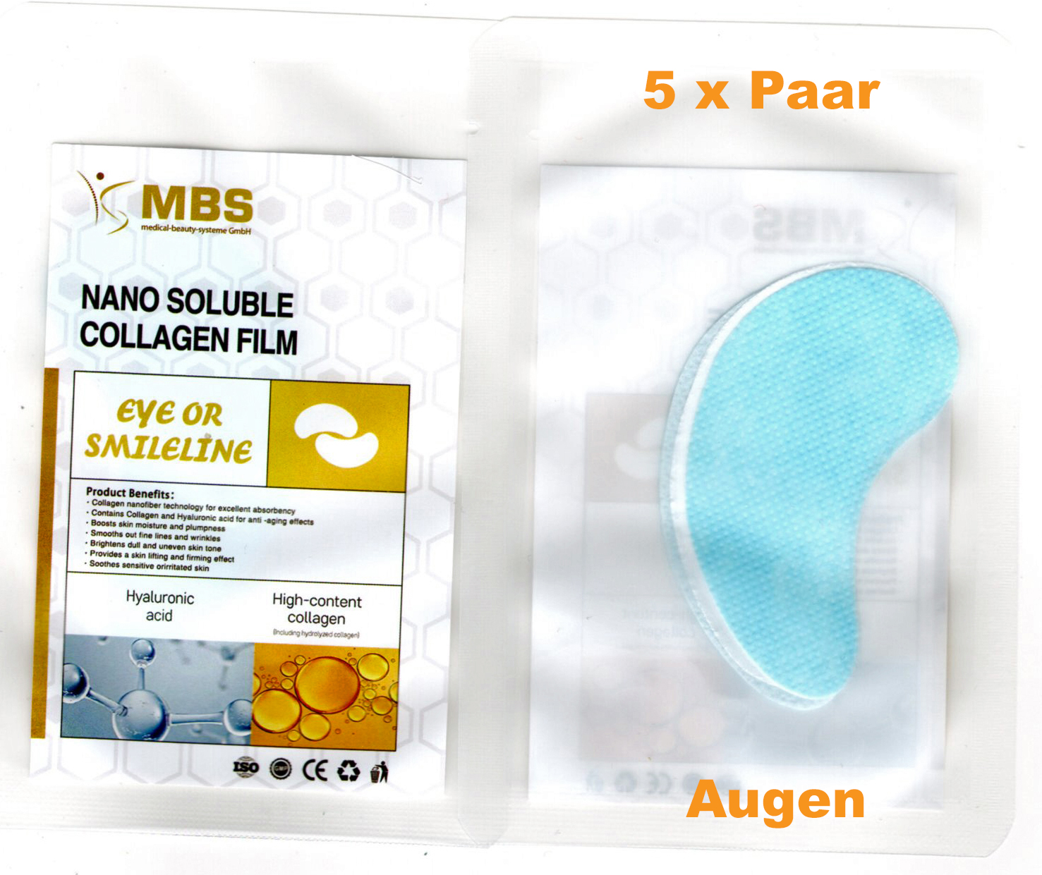 Hochwertige Nano Kollagenfilm Pad's - 5 Packs Wasserlösliche Gesichtsmaske für Augen Hochwertige Nano Kollagenfilm Pad's - 5 Packs Wasserlösliche Gesichtsmaske für Augen